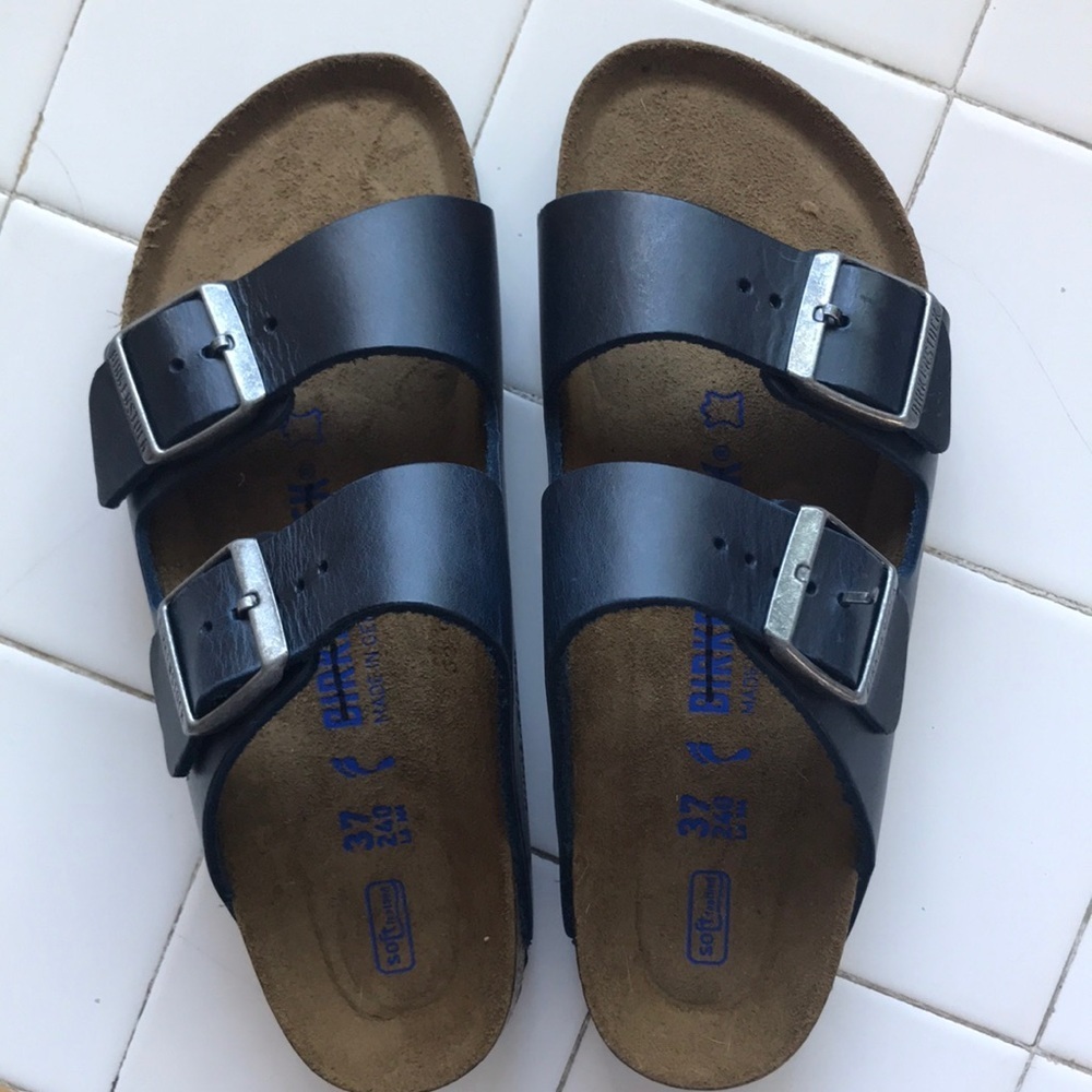 New Birkenstock Soft Footbed Navy Leather sz 37 or 41. Size 6 or 10 - Picture 11 of 17